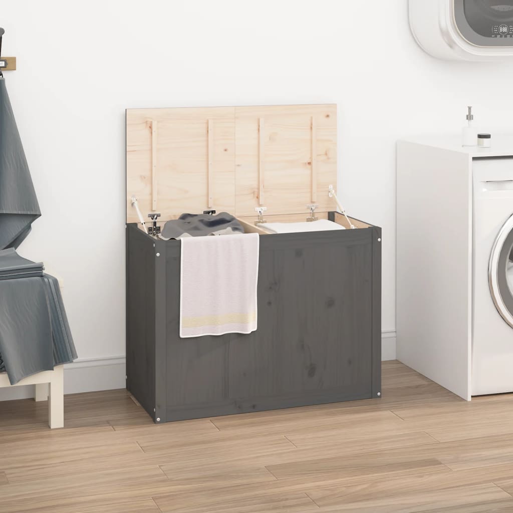 Vidaxl wasmand 88,5x44x66 cm massief groenenhout grijs