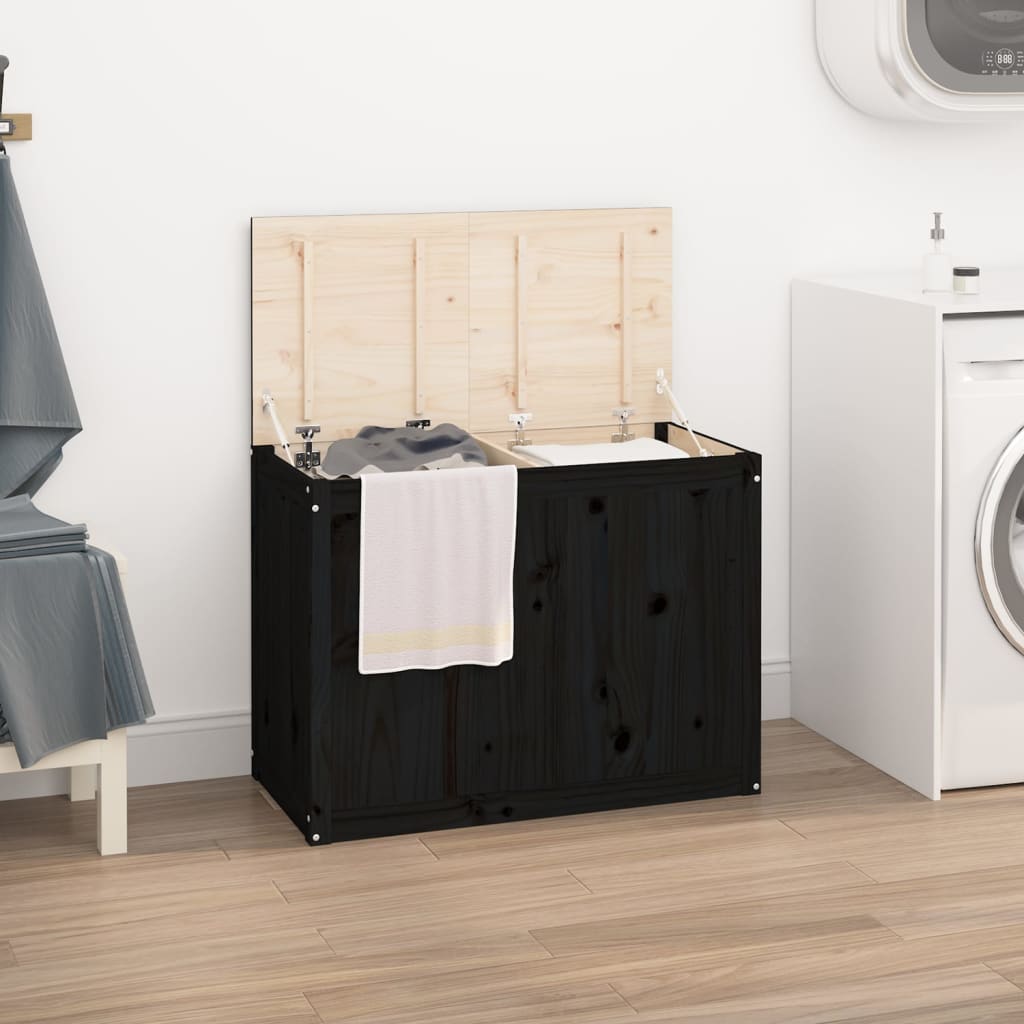 Vidaxl wasmand 88,5x44x66 cm massief groenenhout zwart