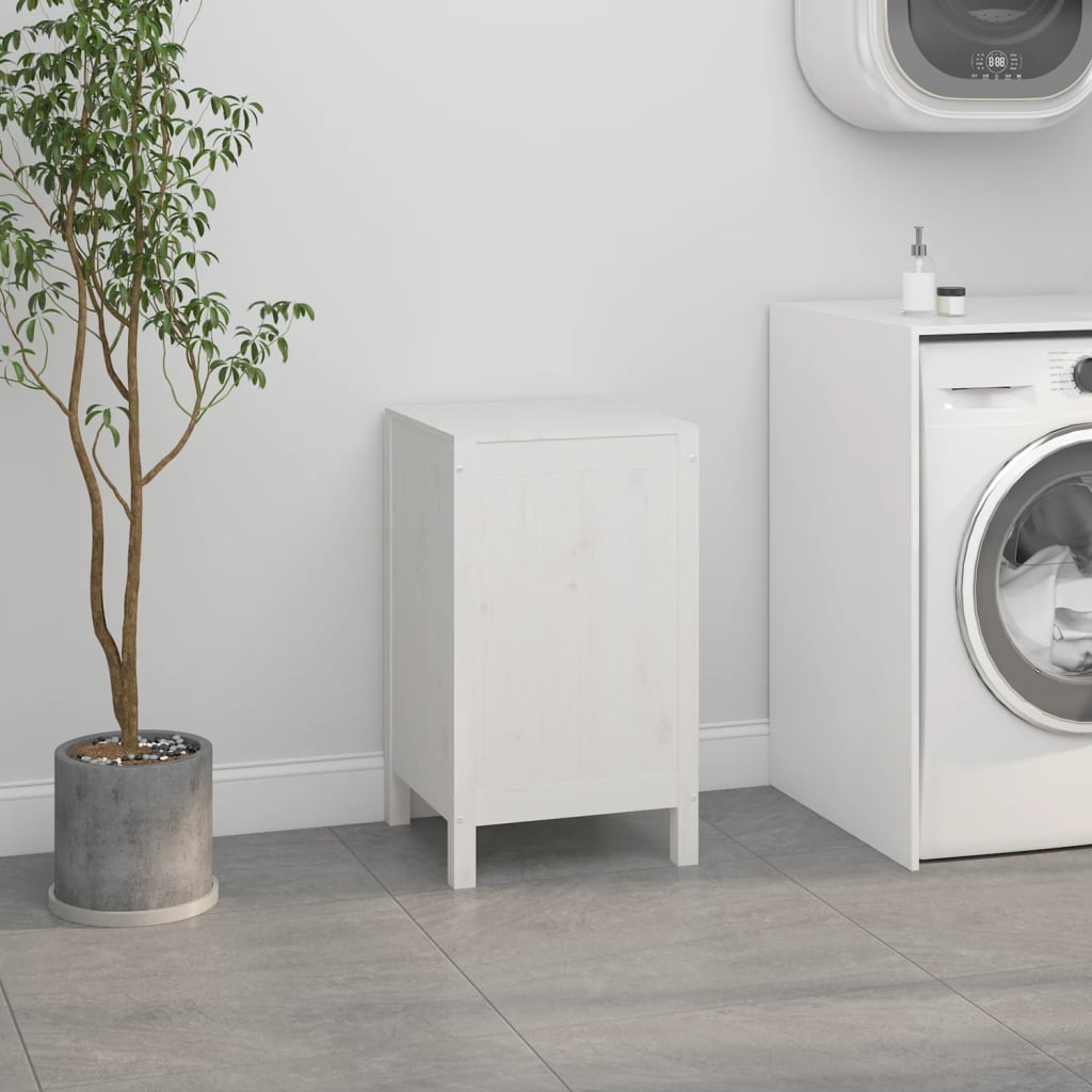 VidaXL Wasmand 44x44x76 cm massief groenhout wit