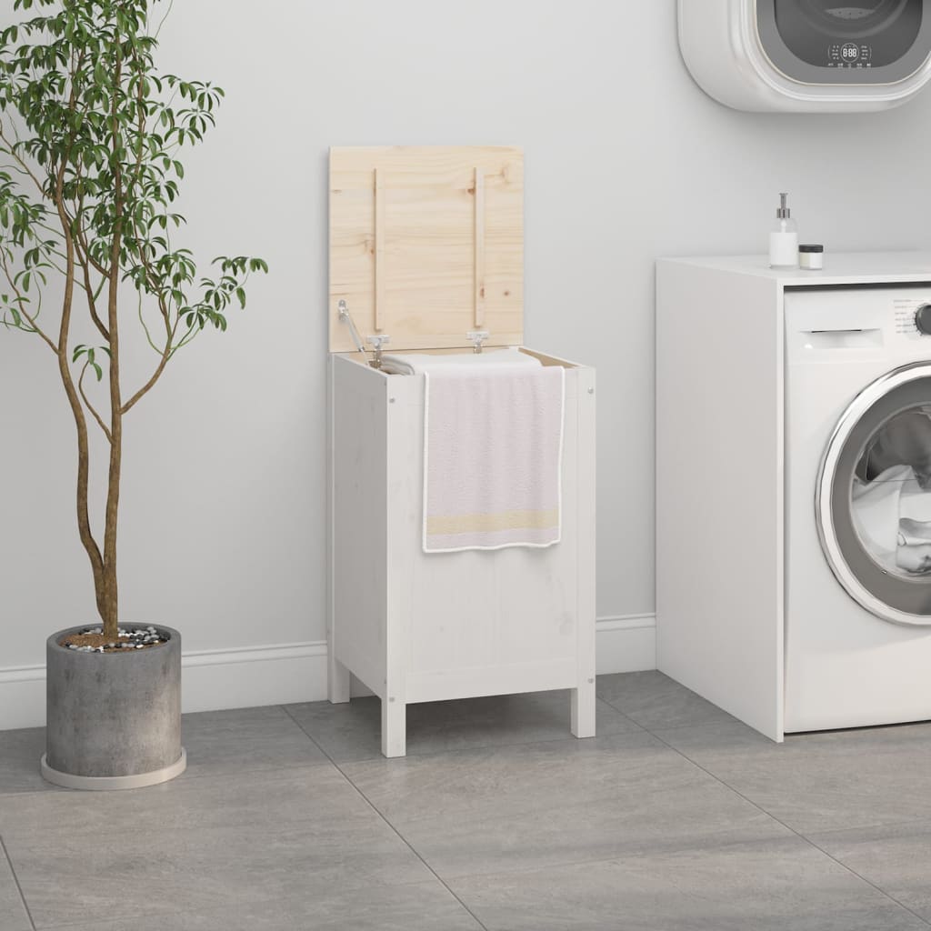 VidaXL Wasmand 44x44x76 cm massief groenhout wit