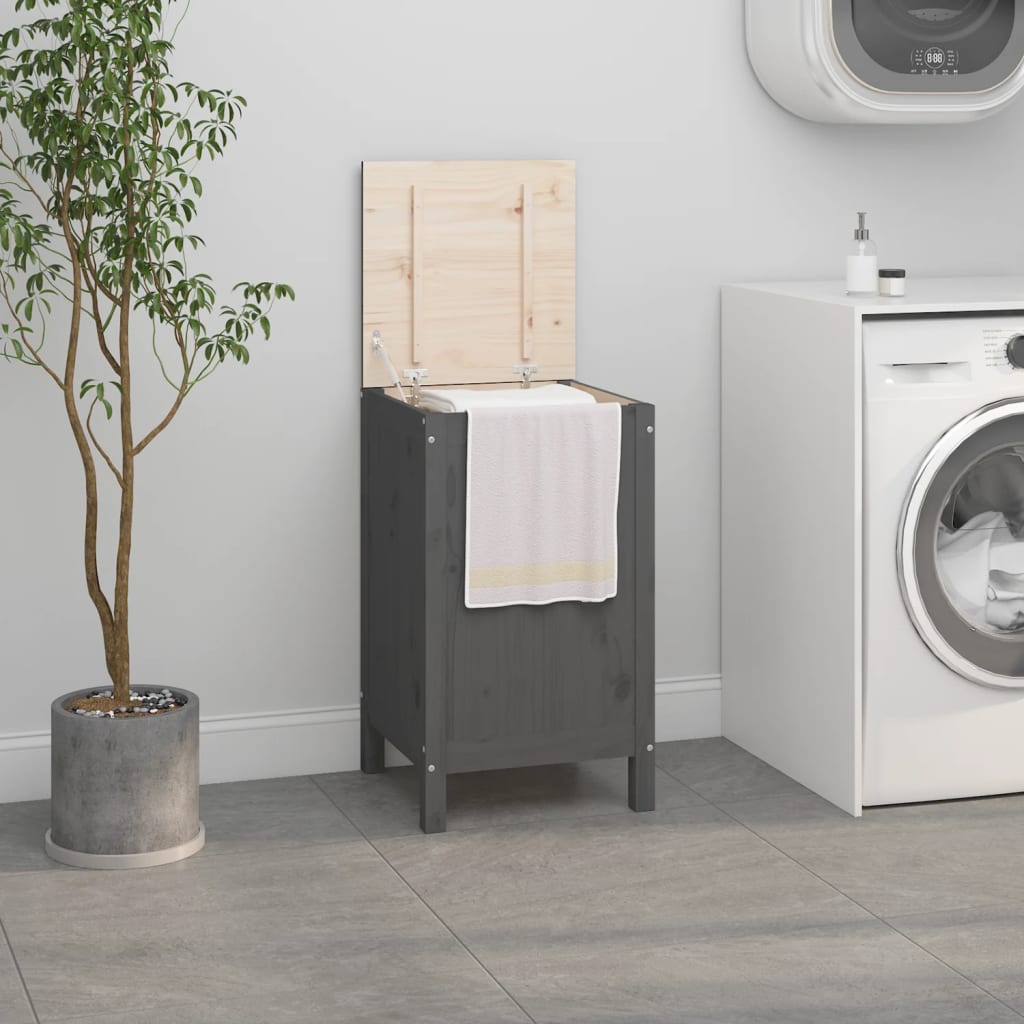 Vidaxl wasmand 44x44x76 cm massief groenenhout grijs