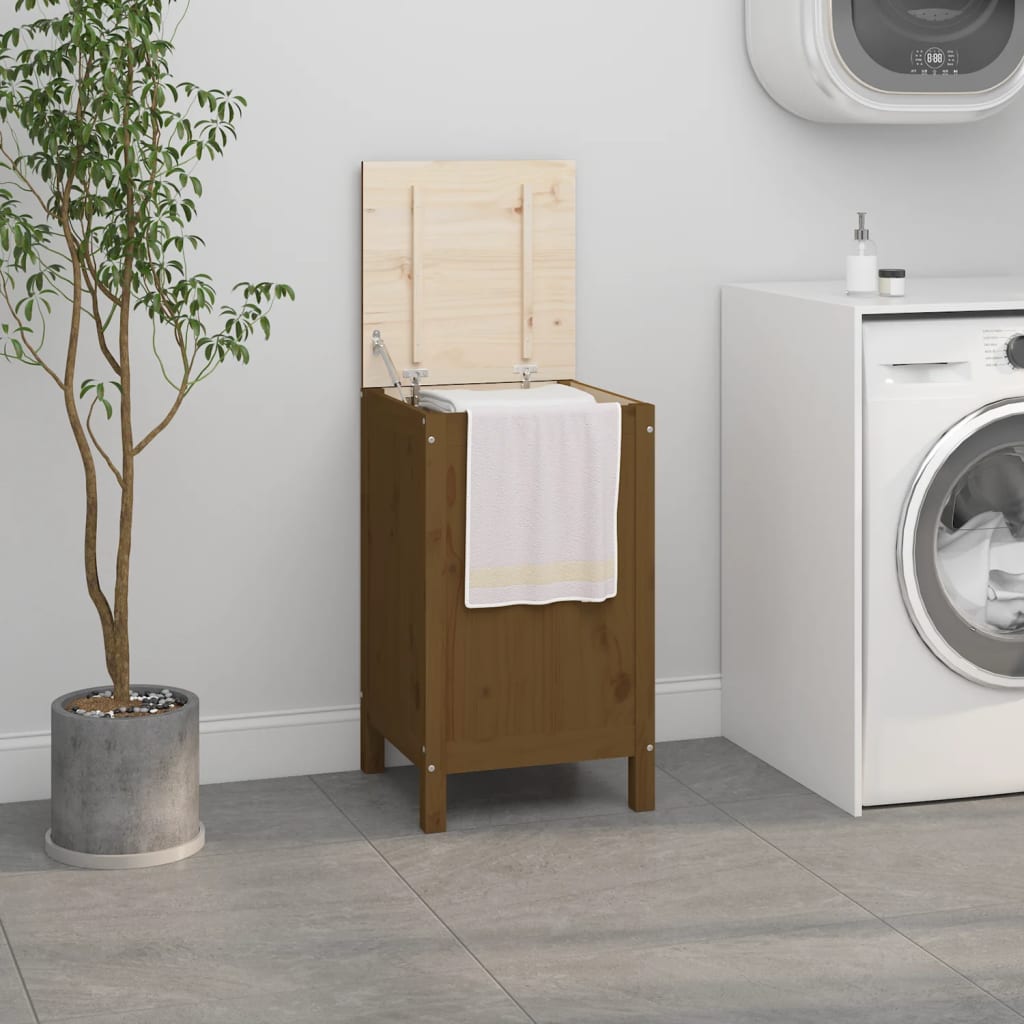 Vidaxl wasmand 44x44x76 cm massief groenhout honingbruin