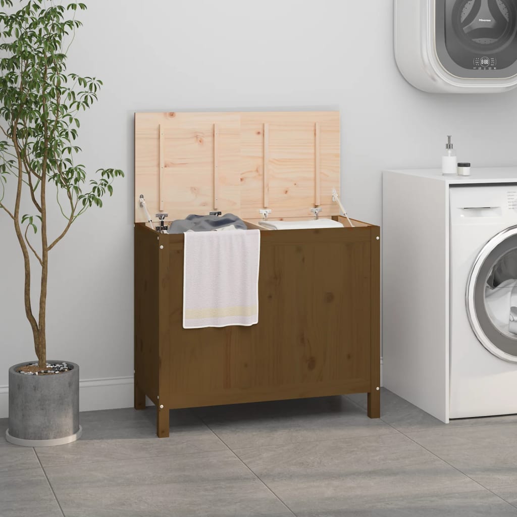 Vidaxl wasmand 88,5x44x76 cm massief groenhout honingbruin