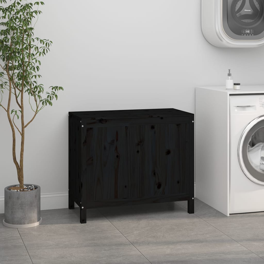 Vidaxl wasmand 88,5x44x76 cm massief groenenhout zwart