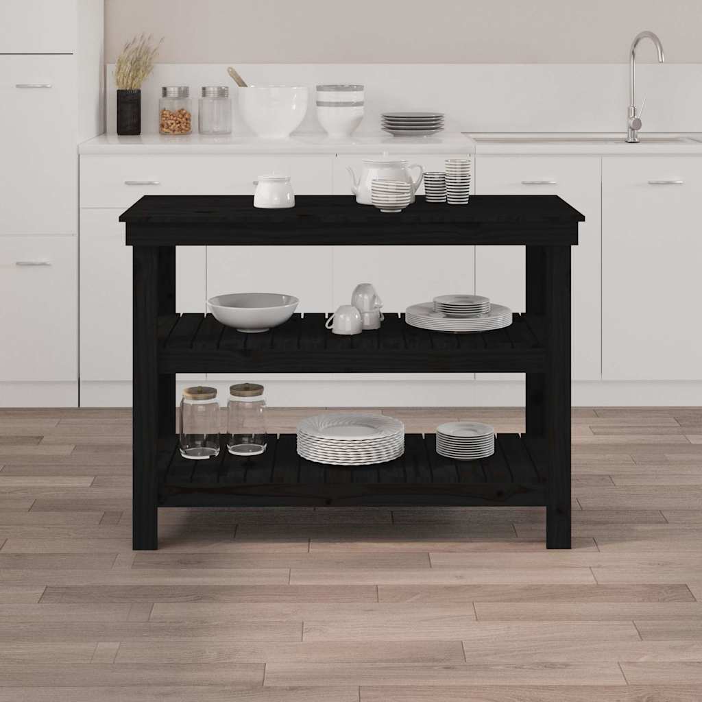 Vidaxl werkbank 110,5x50x80 cm massief grenenhout zwart
