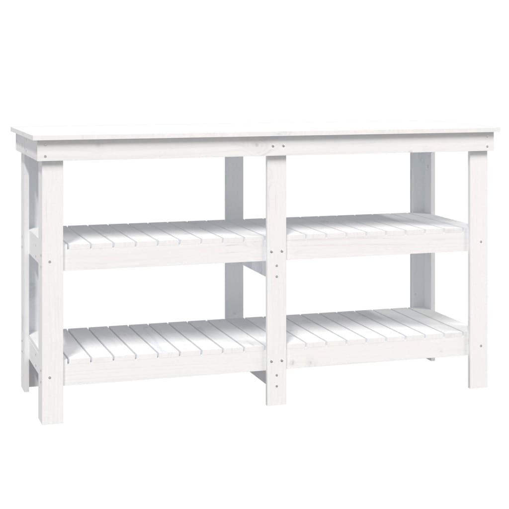 Vidaxl werkbank 142,5x50x80 cm massief groenhout wit