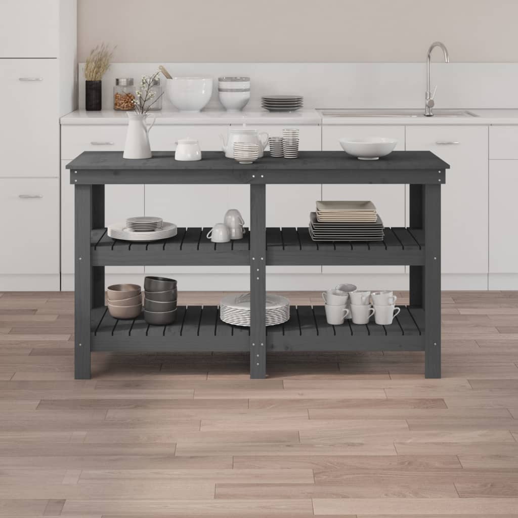 Vidaxl werkbank 142,5x50x80 cm massief groenenhout grijs