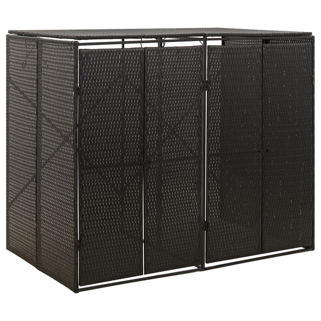 Vidaxl containerberging dubbel 140x80x117 cm poly rattan zwart