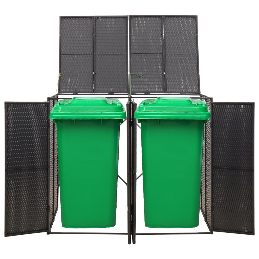 Vidaxl containerberging dubbel 140x80x117 cm poly rattan zwart