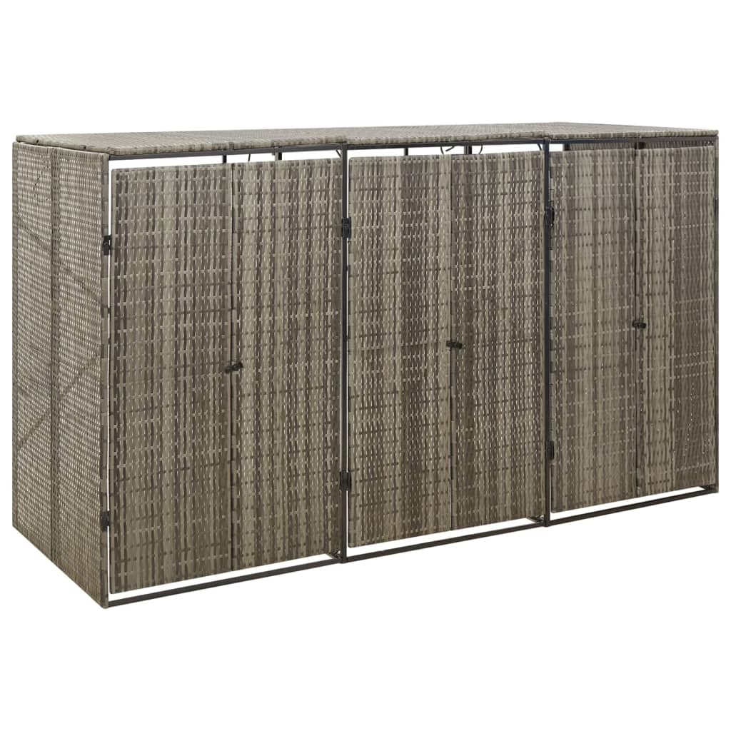 Vidaxl containerberging driedubbel 207x80x117 cm poly rotan grijs