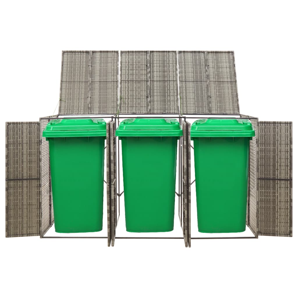 Vidaxl containerberging driedubbel 207x80x117 cm poly rotan grijs