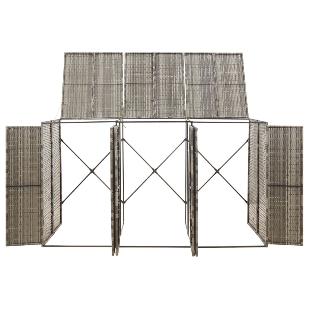 Vidaxl containerberging driedubbel 207x80x117 cm poly rotan grijs