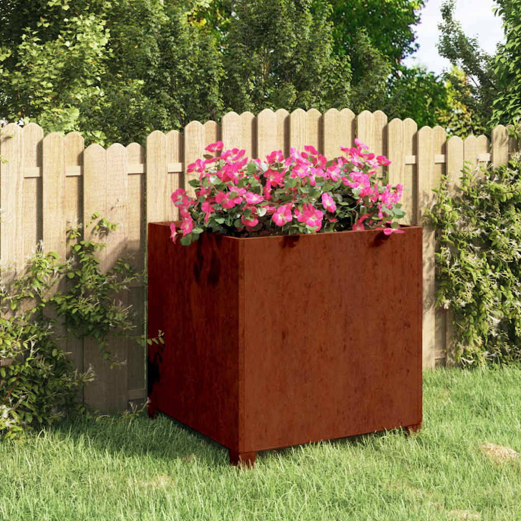 Vidaxl plantenbak met potente roestig 49x47x50 cm cortenstaal