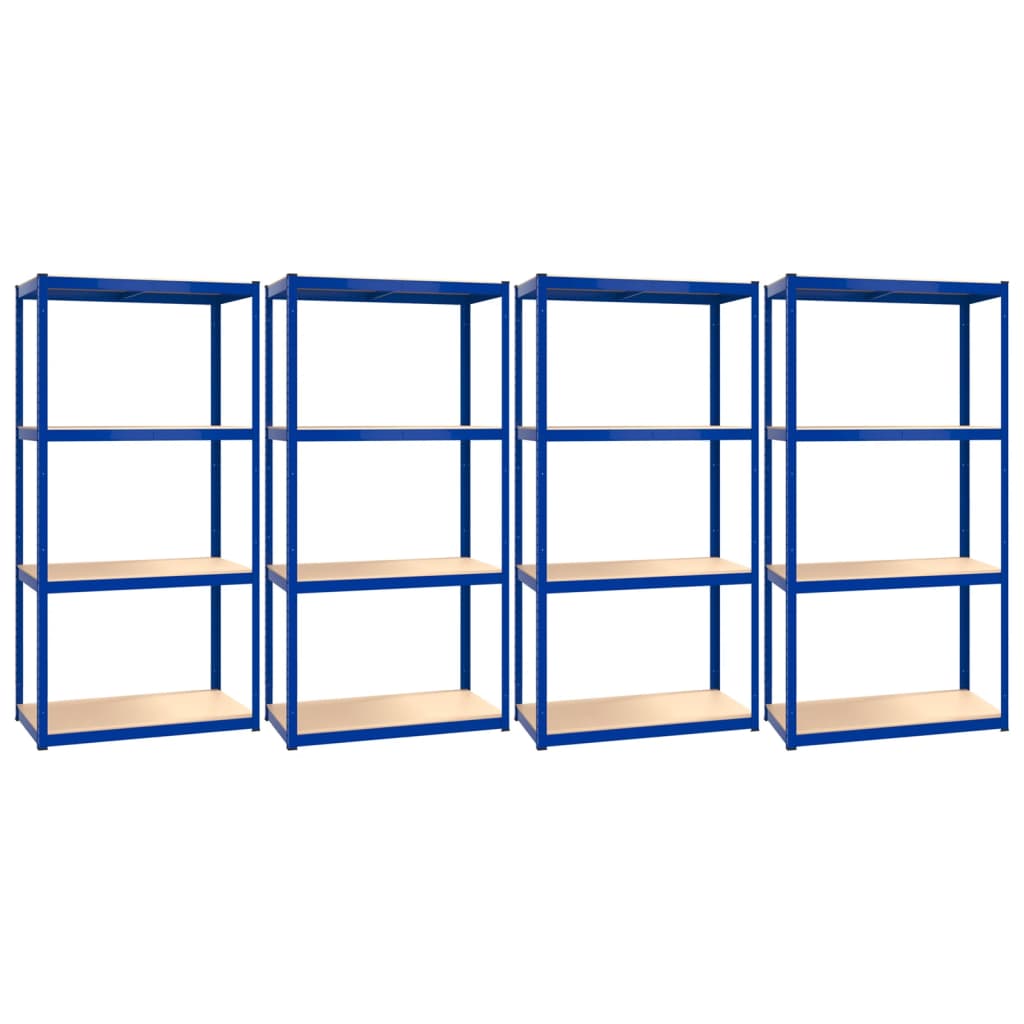 VidaXL Opbergrek 4-laags 4 st staal bewerkt hout blauw