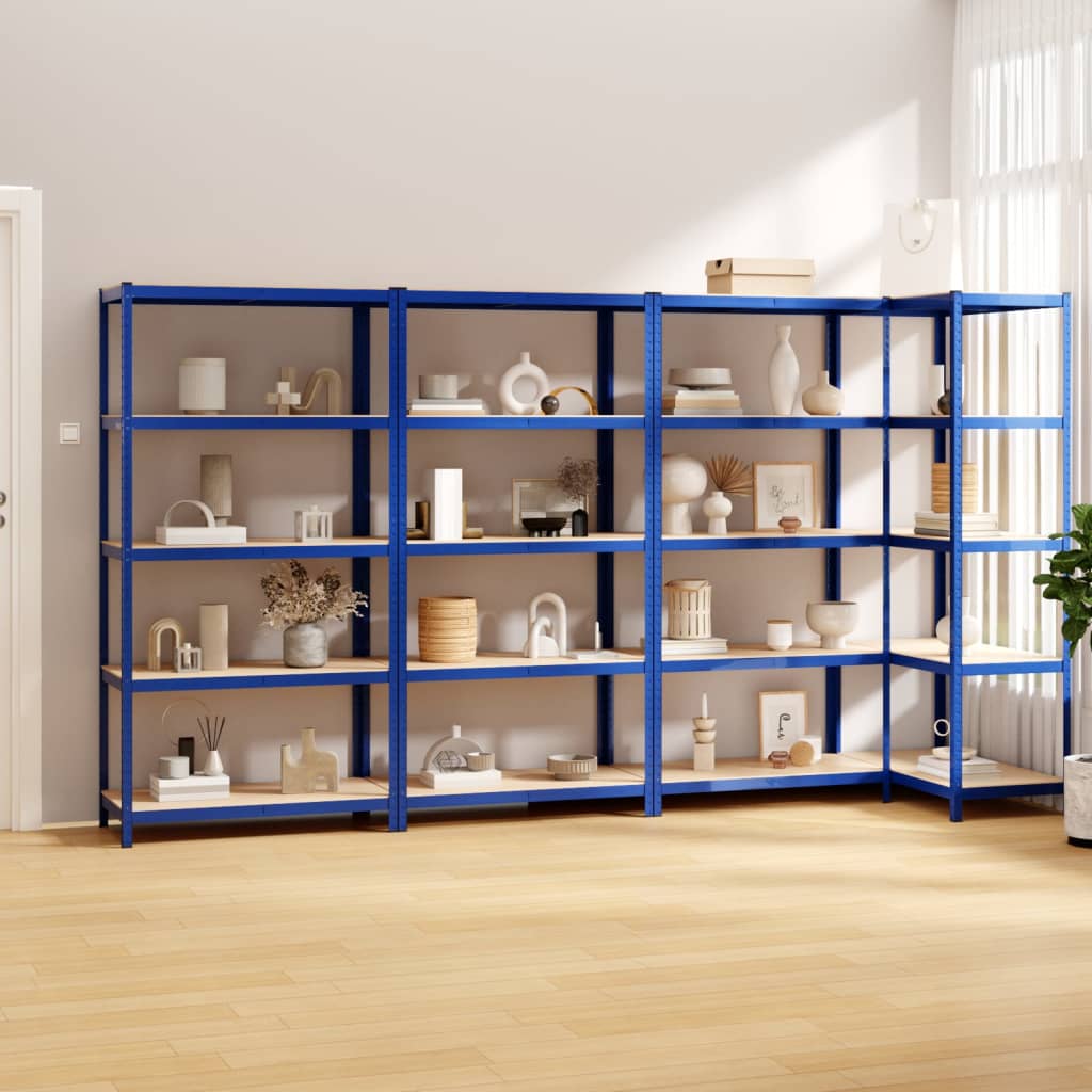 VidaXL Opbergrek 5-laags 4 st staal bewerkt hout blauw