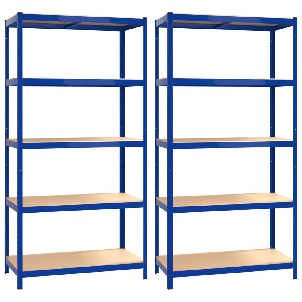 VidaXL Opbergrek 5-laags 2 st staal bewerkt hout blauw