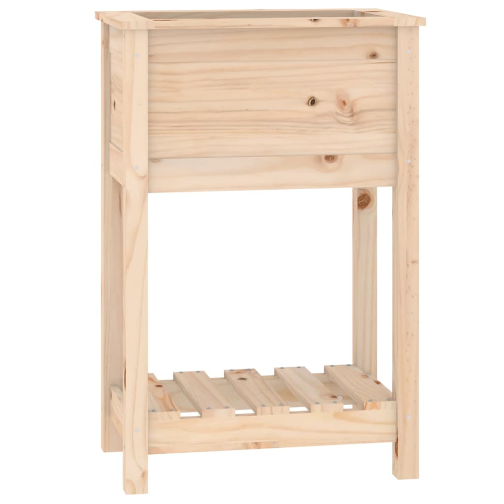 VidaXL Plantenbak met schap 54x34,5x81 cm massief groenenhout