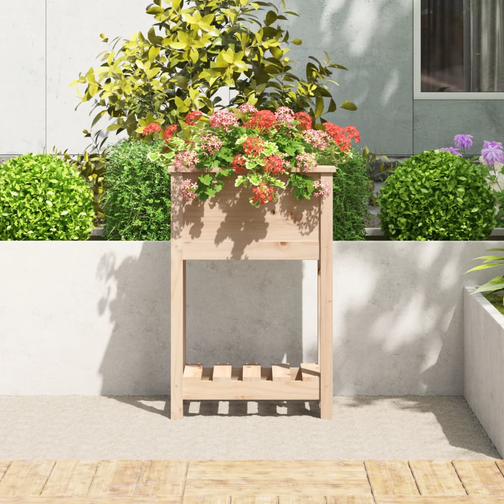 VidaXL Plantenbak met schap 54x34,5x81 cm massief groenenhout