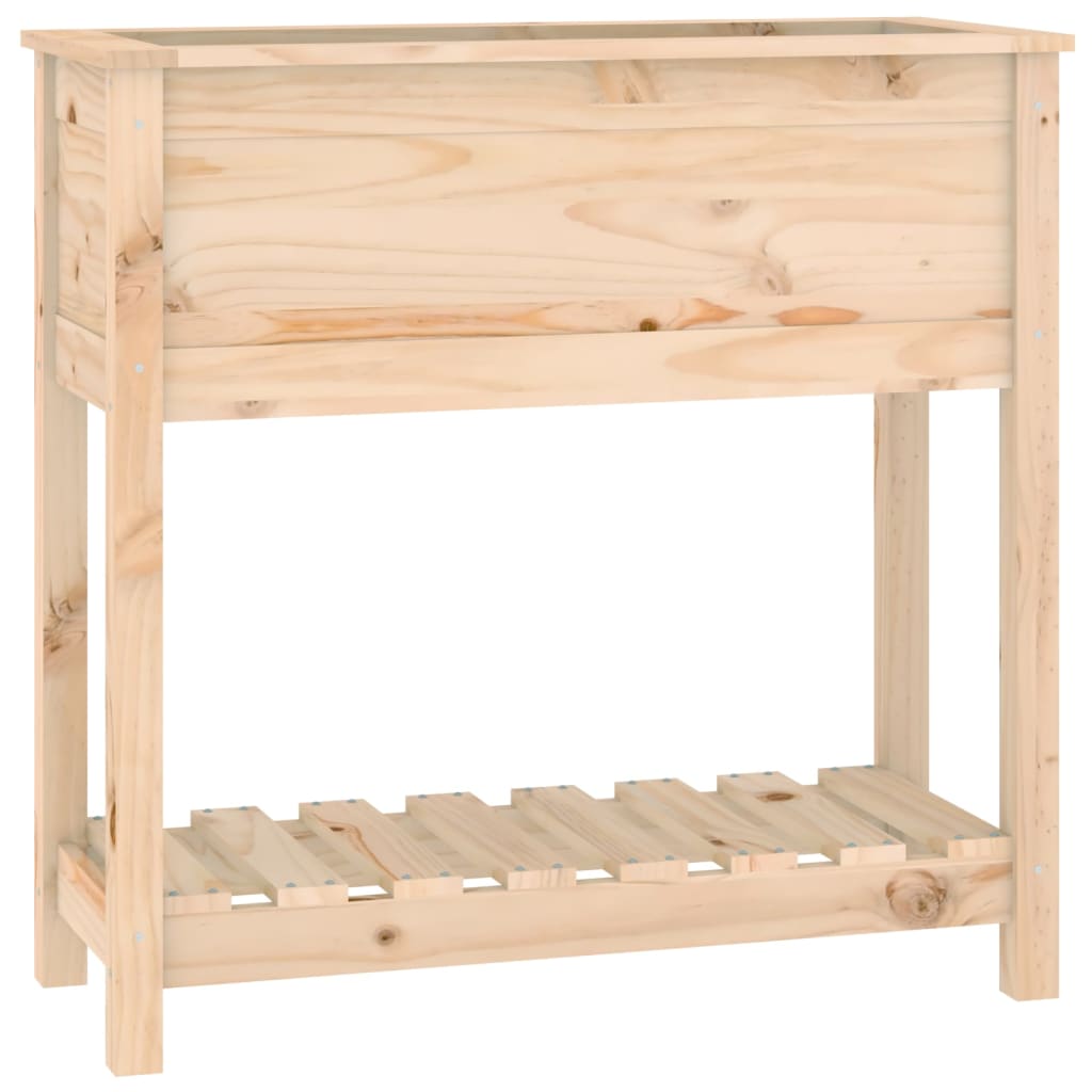 VidaXL Plantenbak met schap 82,5x34,5x81 cm massief groenenhout