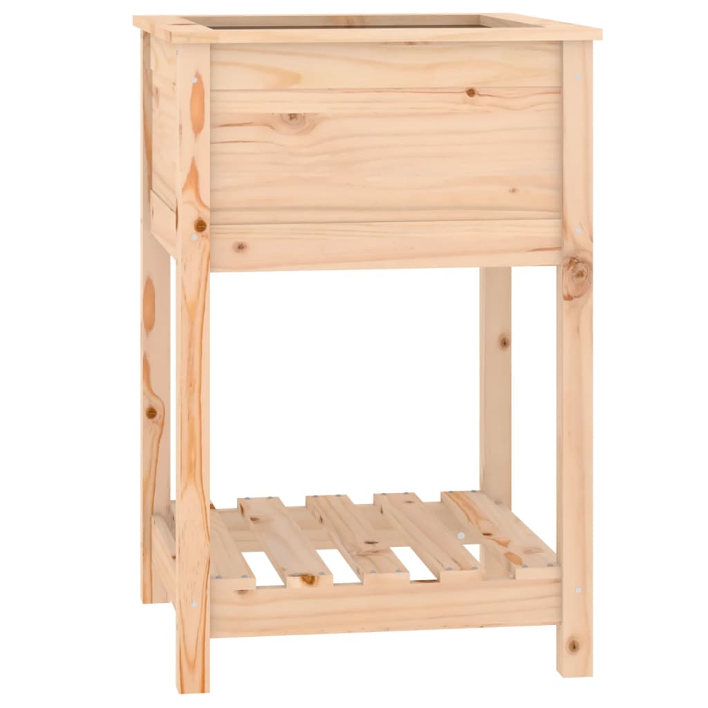 Vidaxl plantenbak met schap 54x54x81 cm massief groenhout