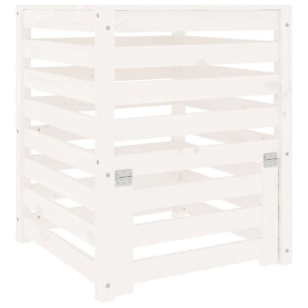 Vidaxl compostbak 63,5x63,5x77,5 cm massief groenhout wit