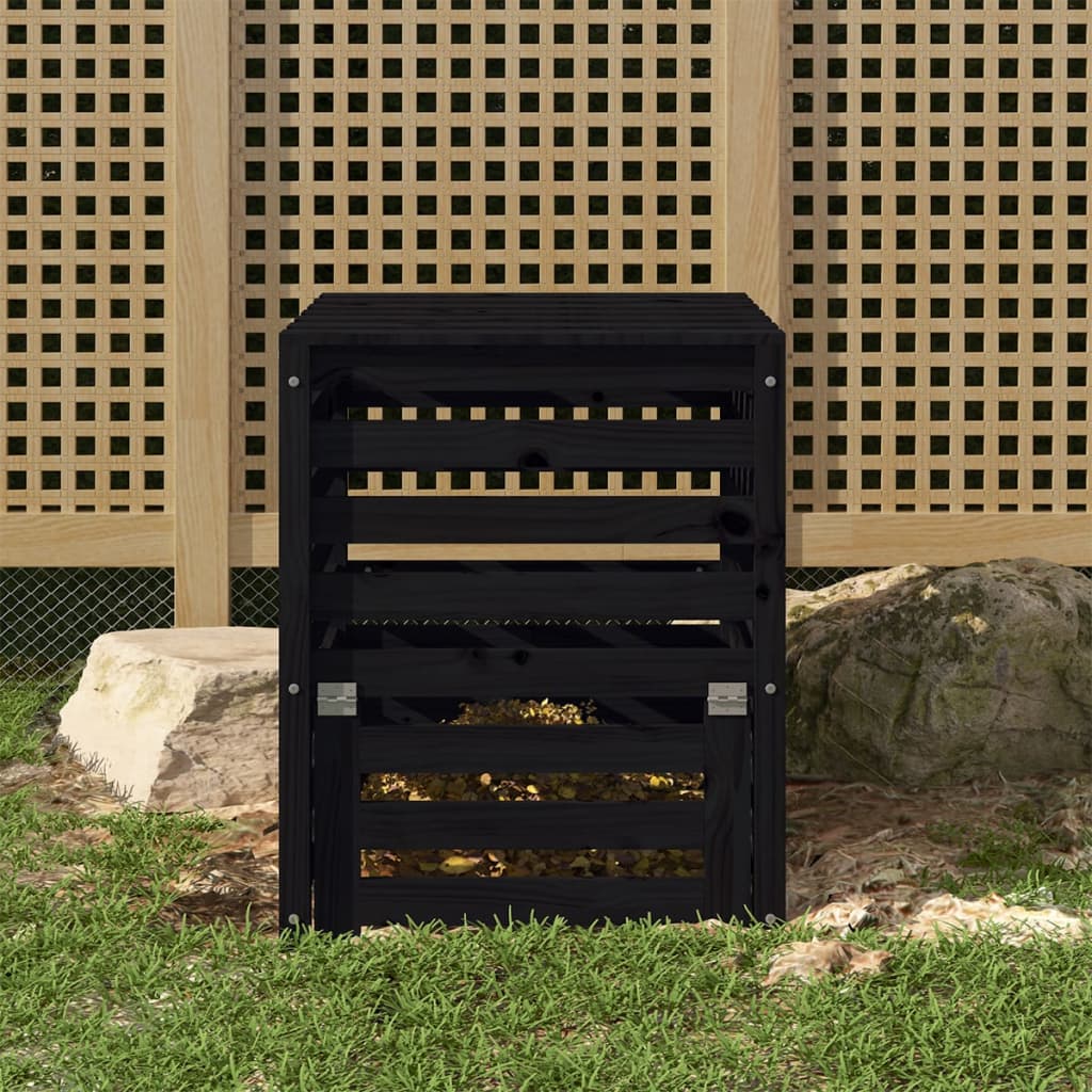 Vidaxl compostbak 63,5x63,5x77,5 cm massief groenenhout zwart