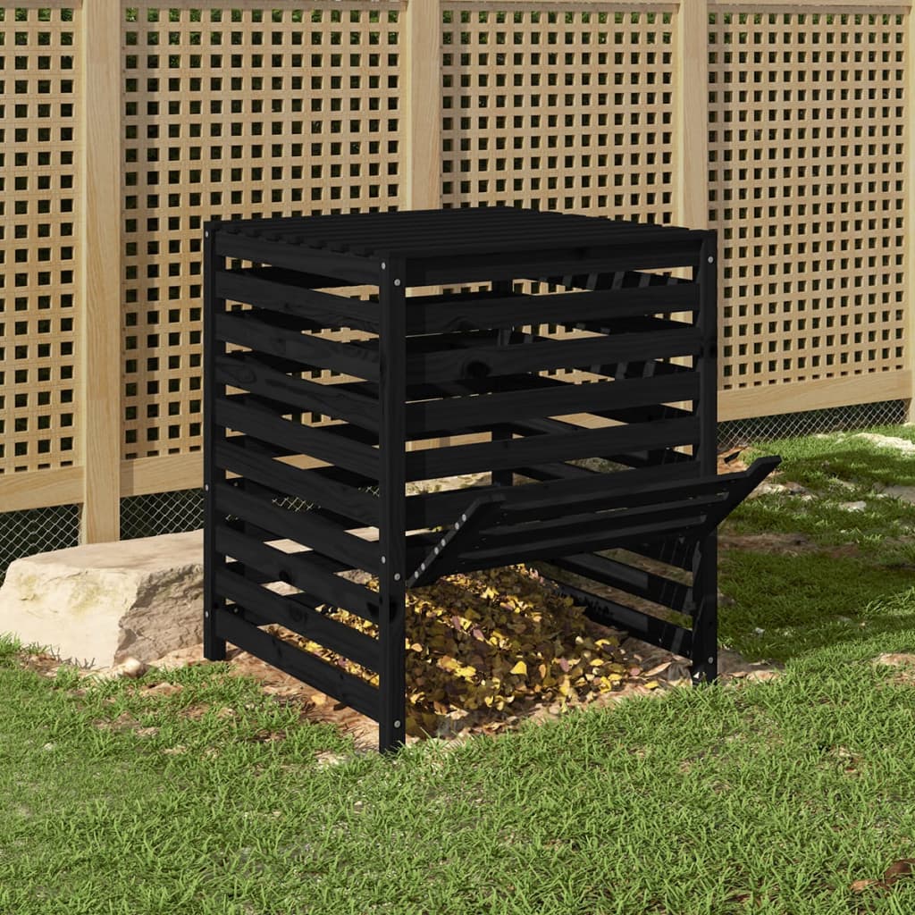 Vidaxl compostbak 82,5x82,5x99,5 cm massief groenenhout zwart