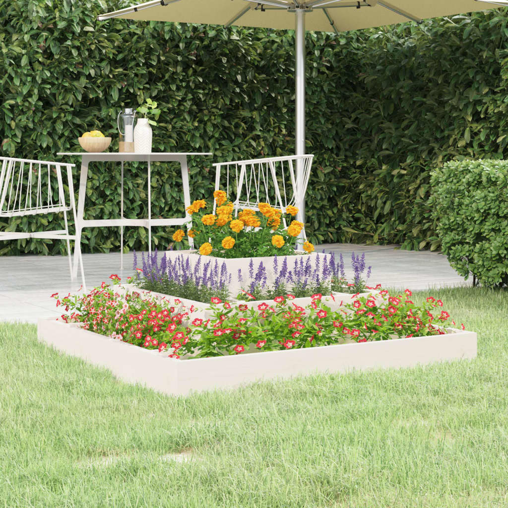 Vidaxl plantenbak 80x80x27 cm massief groenhout wit