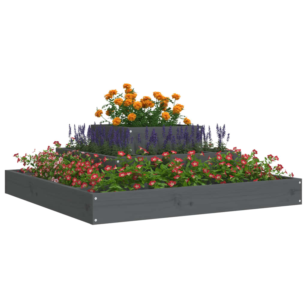 Vidaxl plantenbak 80x80x27 cm massief groenenhout grijs