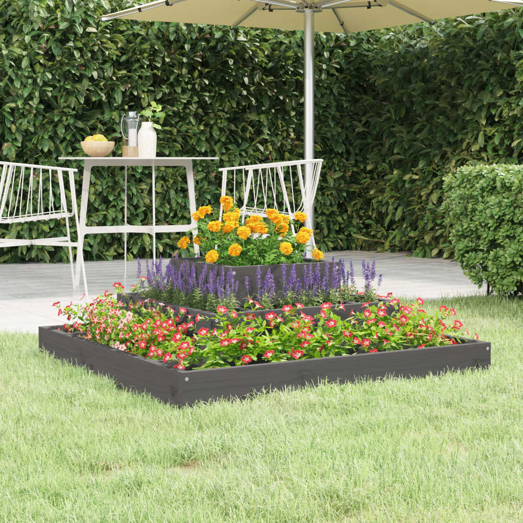 Vidaxl plantenbak 80x80x27 cm massief groenenhout grijs