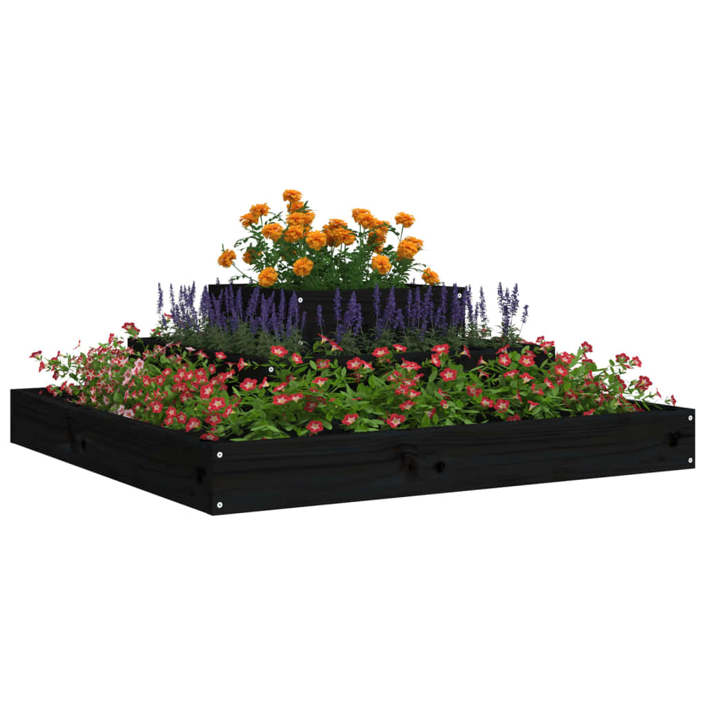 Vidaxl plantenbak 80x80x27 cm massief groenenhout zwart