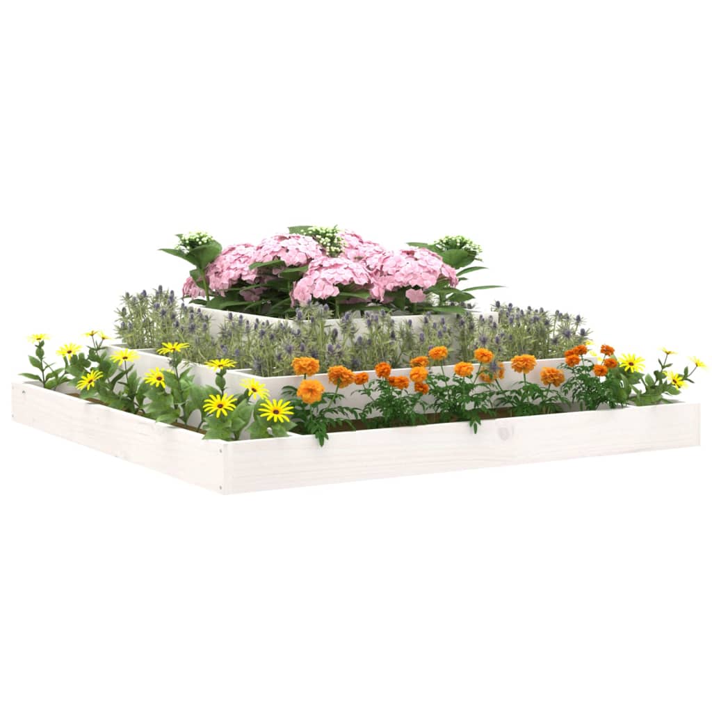 Vidaxl plantenbak 110x110x27 cm massief groenhout wit