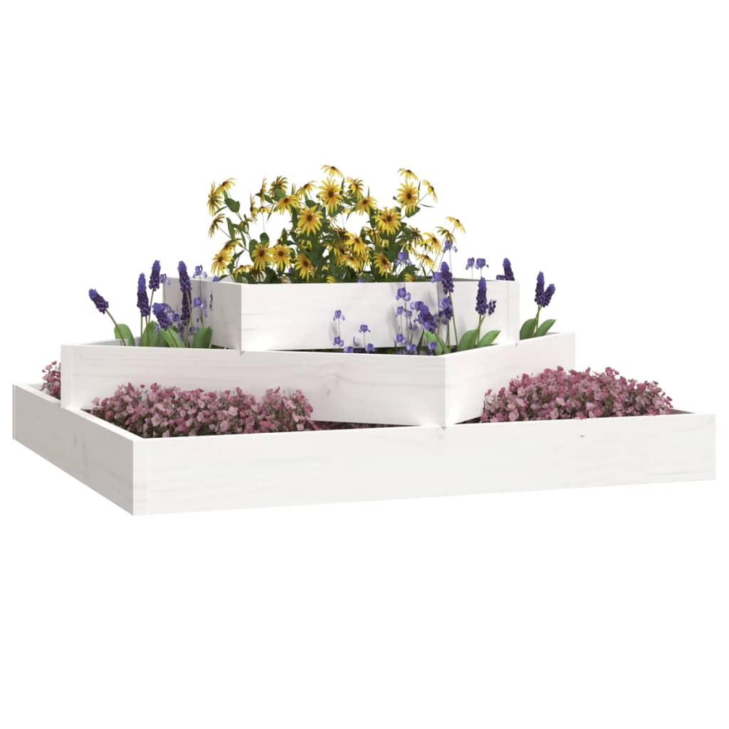 Vidaxl plantenbak 83x83x27 cm massief groenhout wit