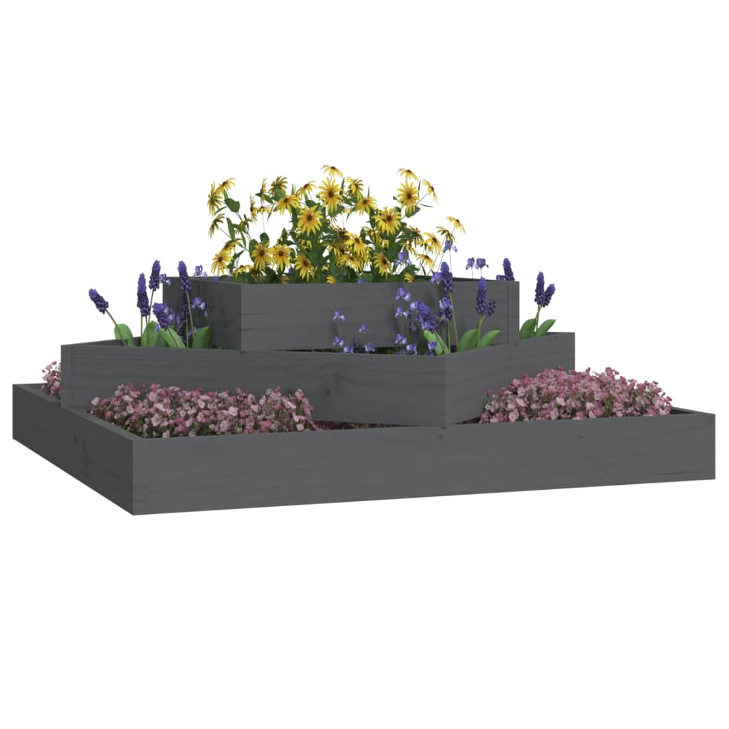 VidaXL Plantenbak 83x83x27 cm massief groenenhout grijs