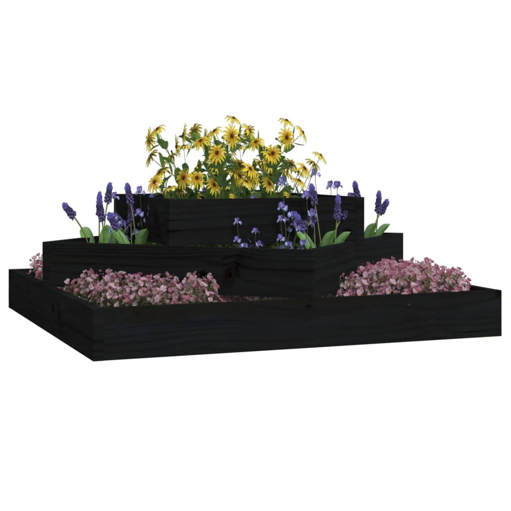 VidaXL Plantenbak 83x83x27 cm massief groenenhout zwart