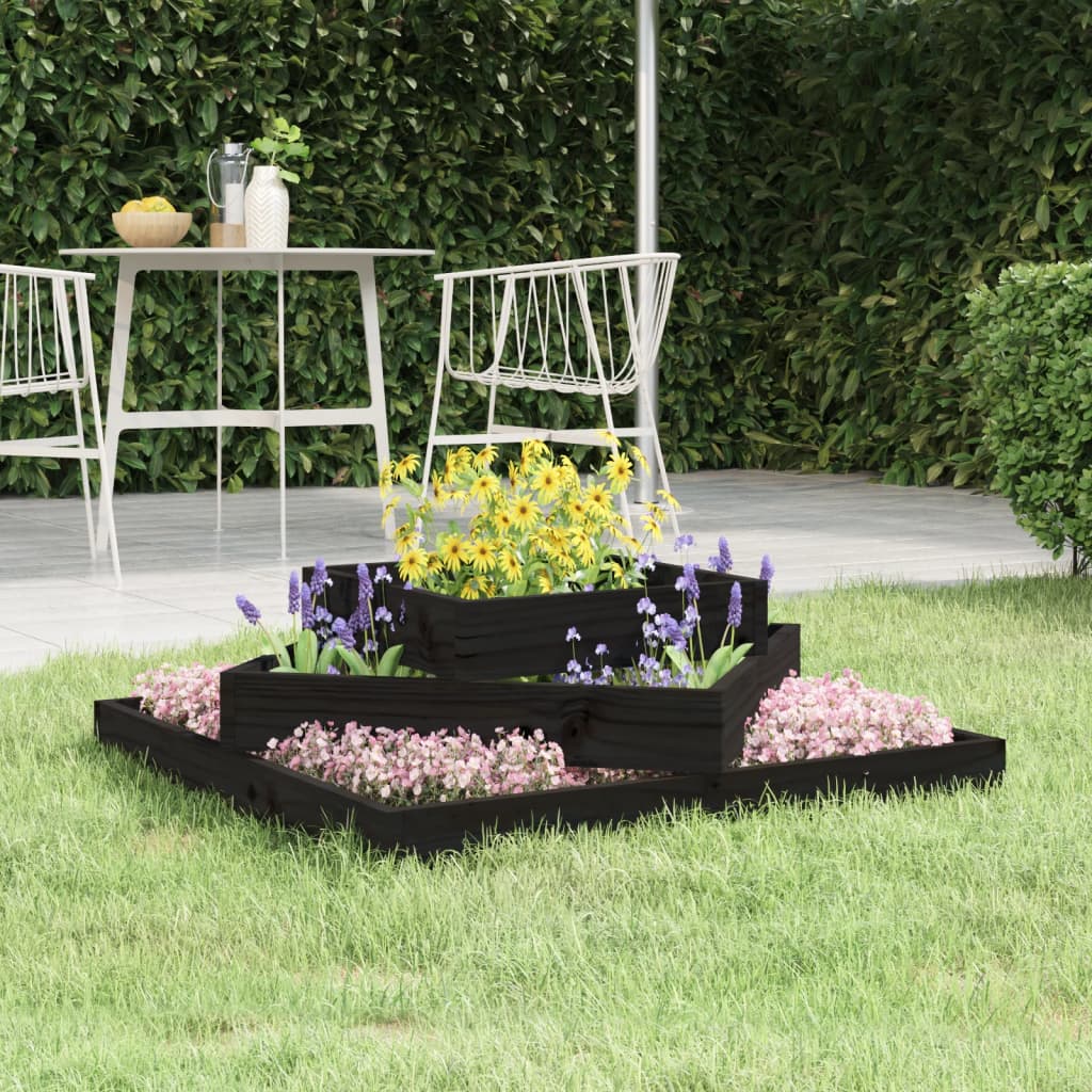 VidaXL Plantenbak 83x83x27 cm massief groenenhout zwart
