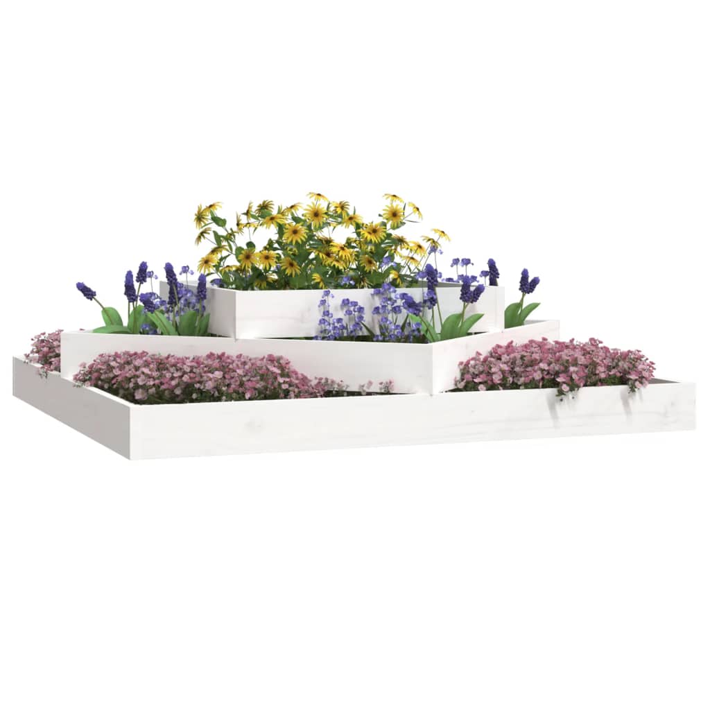VidaXL Plantenbak 112x112x27 cm massief groenhout wit