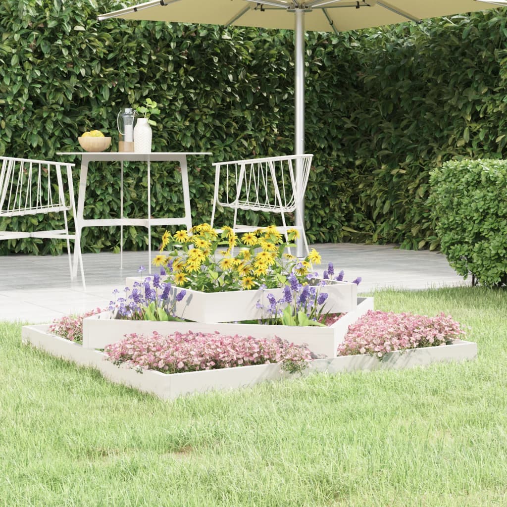 VidaXL Plantenbak 112x112x27 cm massief groenhout wit