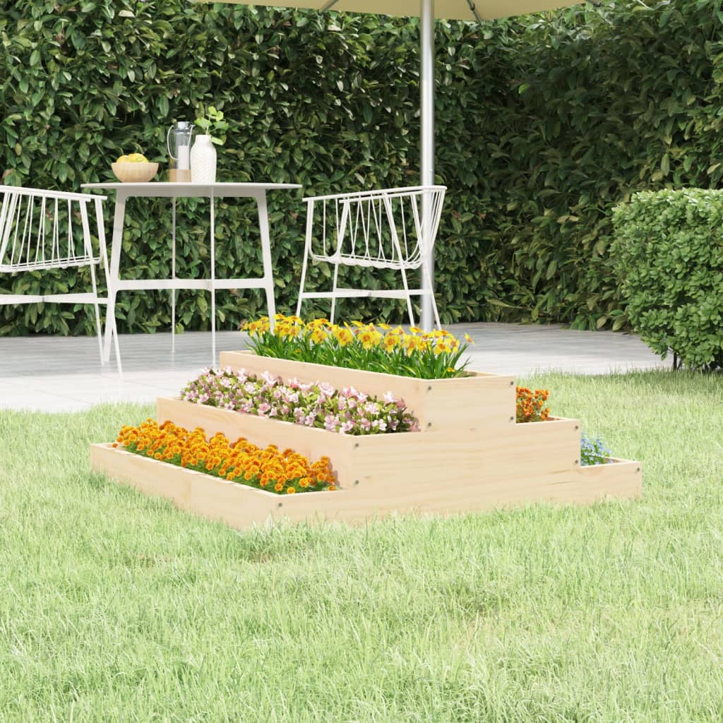 Vidaxl plantenbak 80x80x27 cm massief groenhout