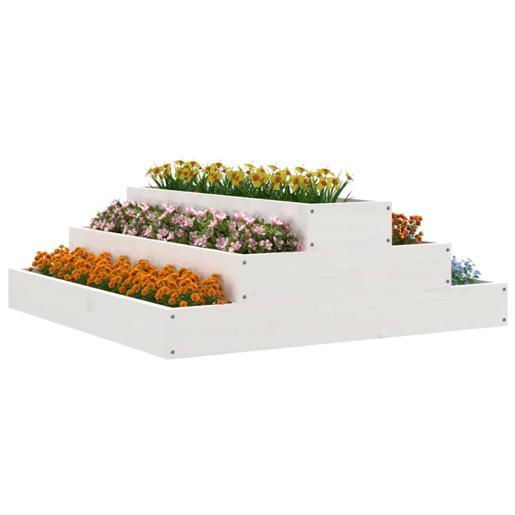 VidaXL Plantenbak 80x80x27 cm massief groenhout wit