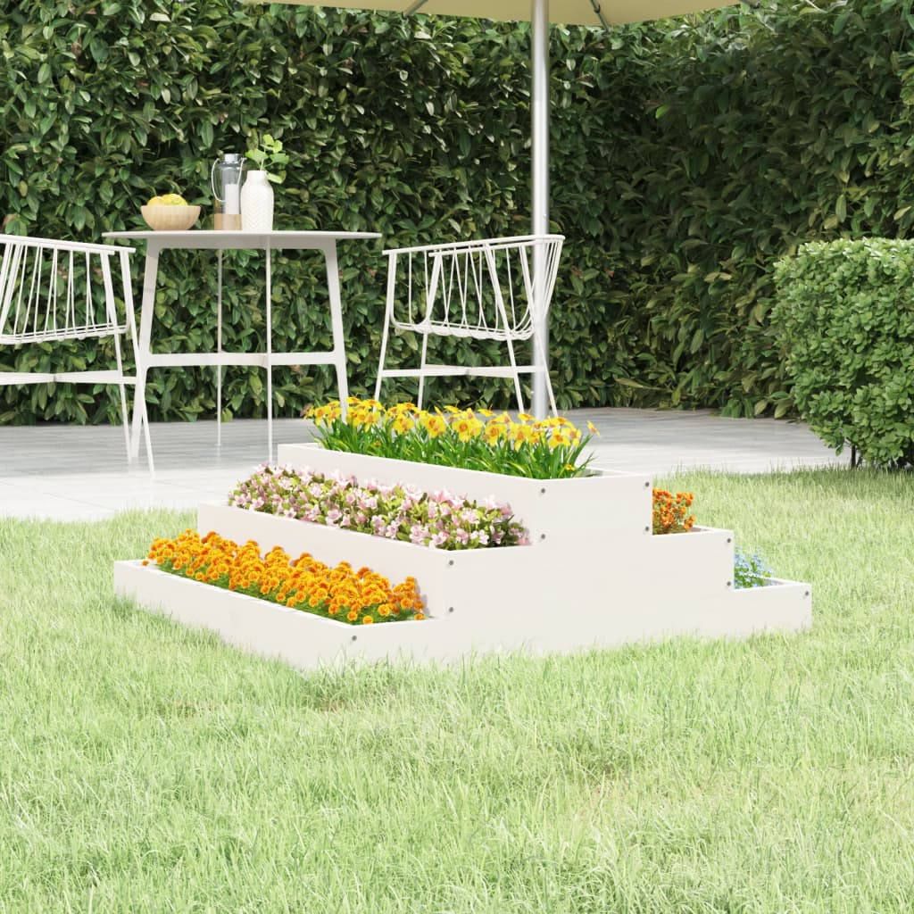 VidaXL Plantenbak 80x80x27 cm massief groenhout wit