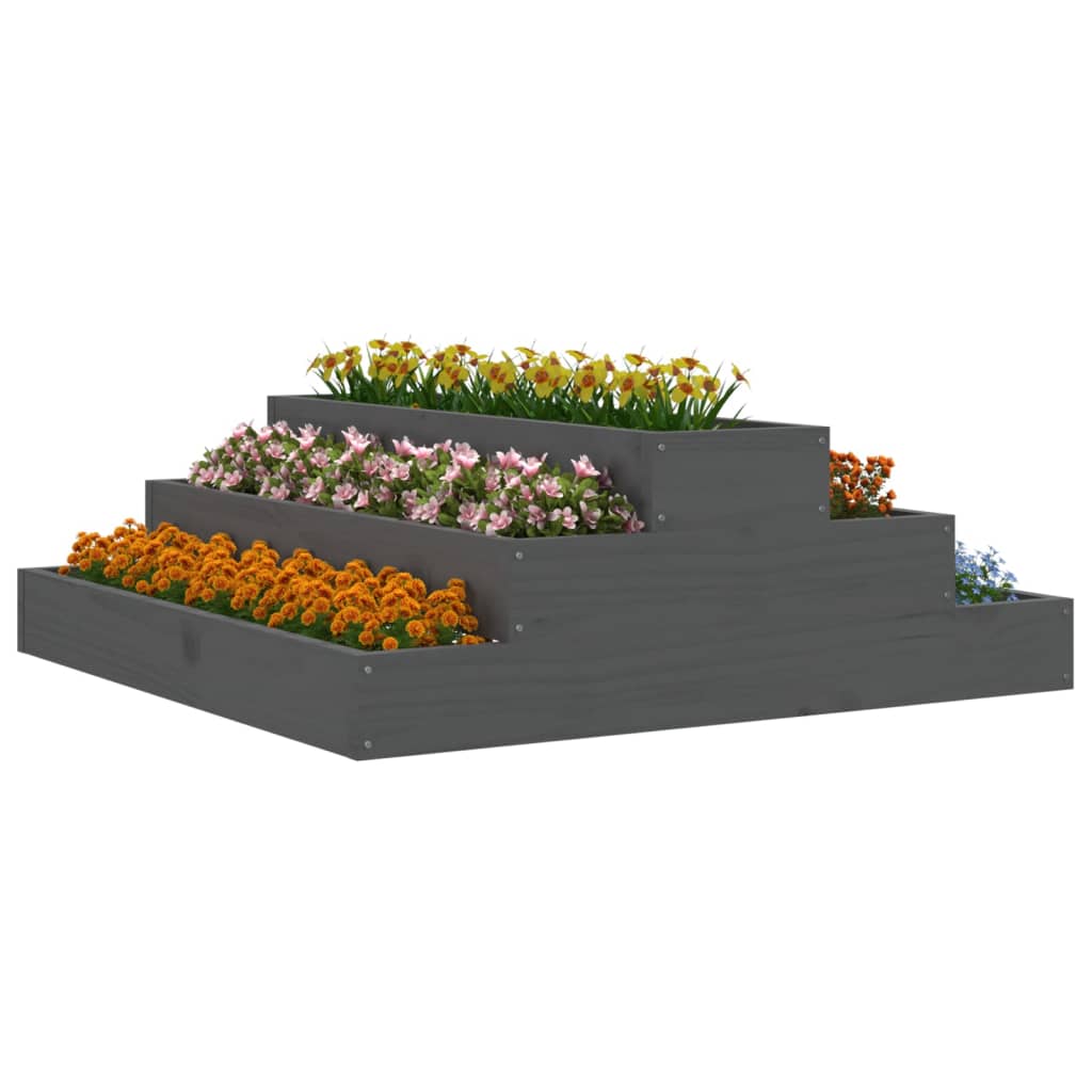 Vidaxl plantenbak 80x80x27 cm massief groenenhout grijs