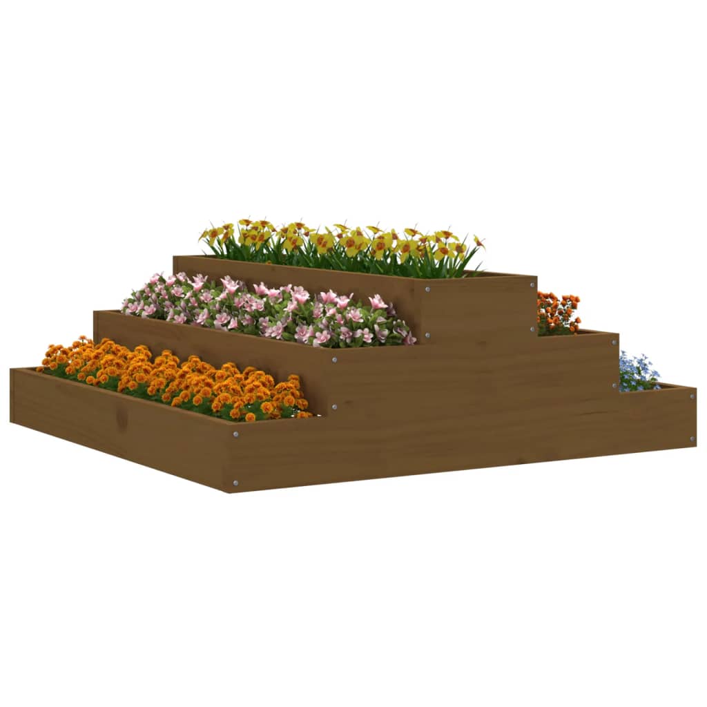 Vidaxl plantenbak 80x80x27 cm massief groenhout honingbruin