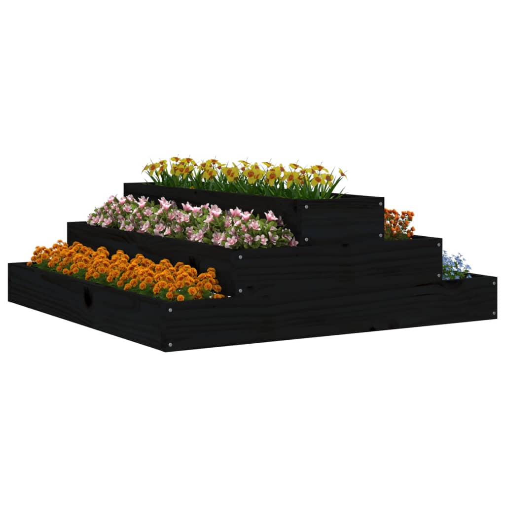 Vidaxl plantenbak 80x80x27 cm massief groenenhout zwart