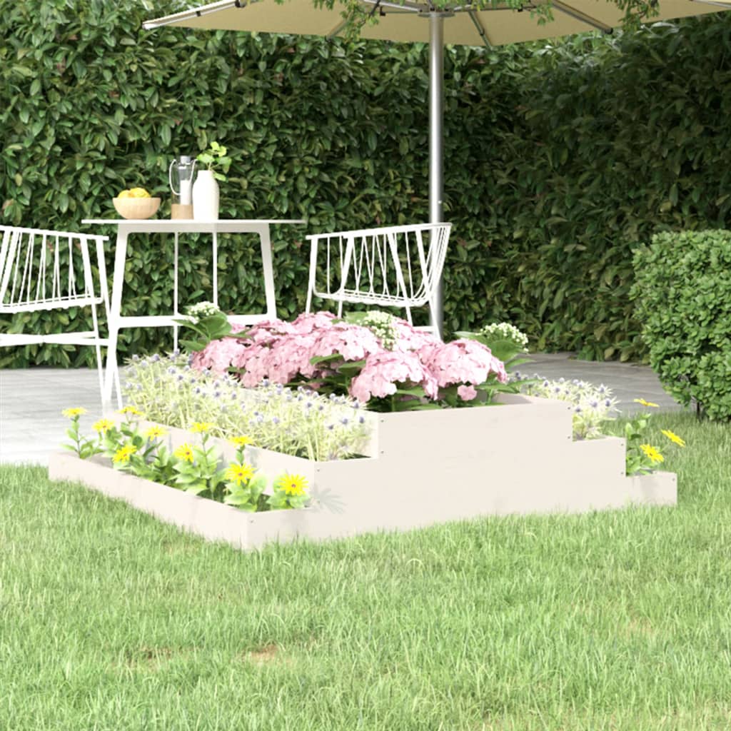 Vidaxl plantenbak 110x110x27 cm massief groenhout wit