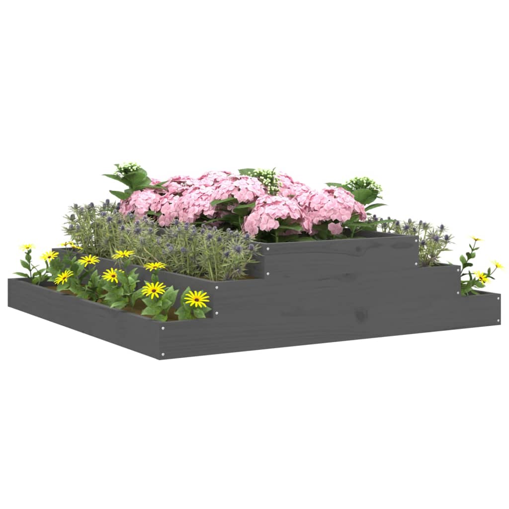 Vidaxl plantenbak 110x110x27 cm massief groenenhout grijs