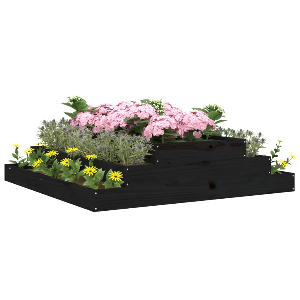 Vidaxl plantenbak 110x110x27 cm massief groenenhout zwart