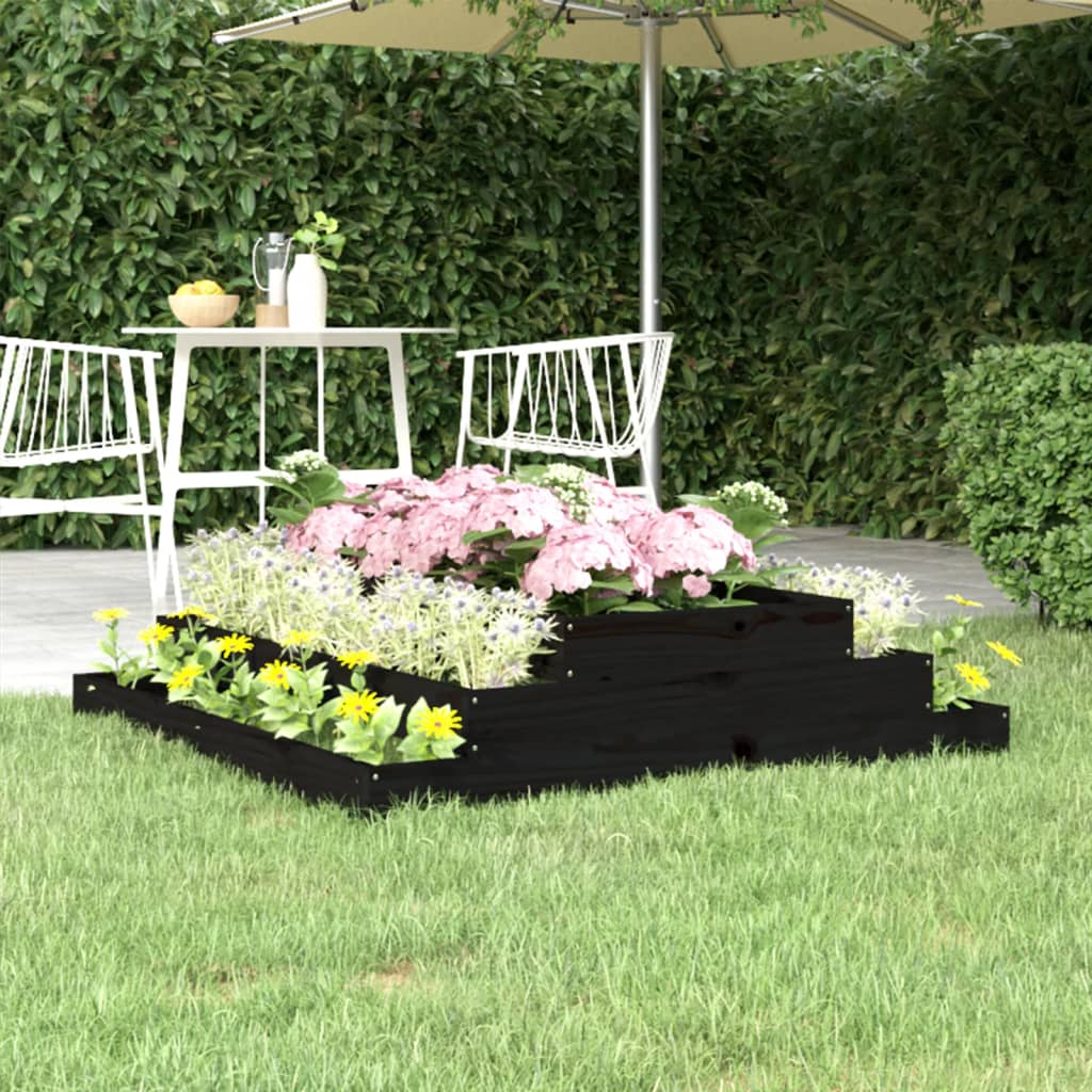 Vidaxl plantenbak 110x110x27 cm massief groenenhout zwart