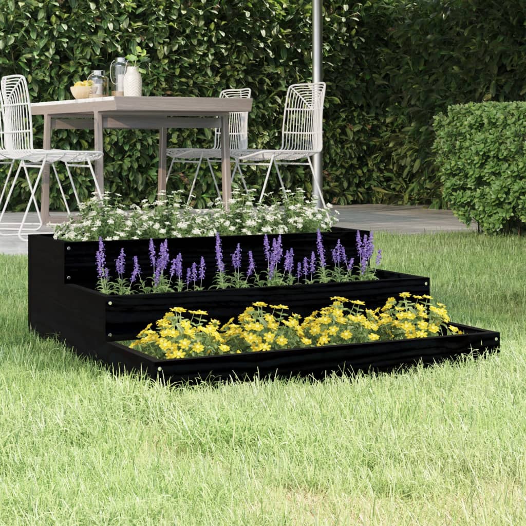 Vidaxl plantenbak 78x78x27 cm massief groenenhout zwart