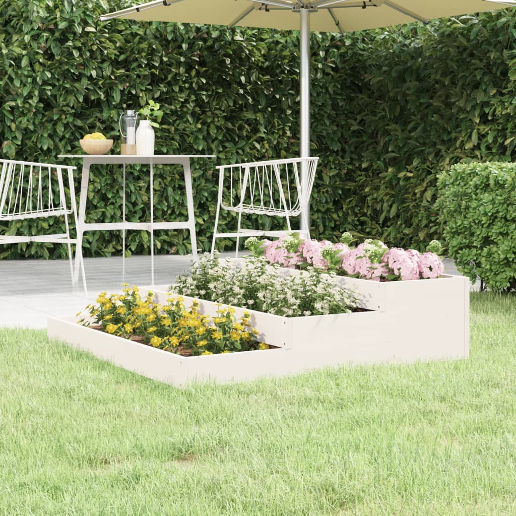 Vidaxl plantenbak 107x107x27 cm massief groenhout wit